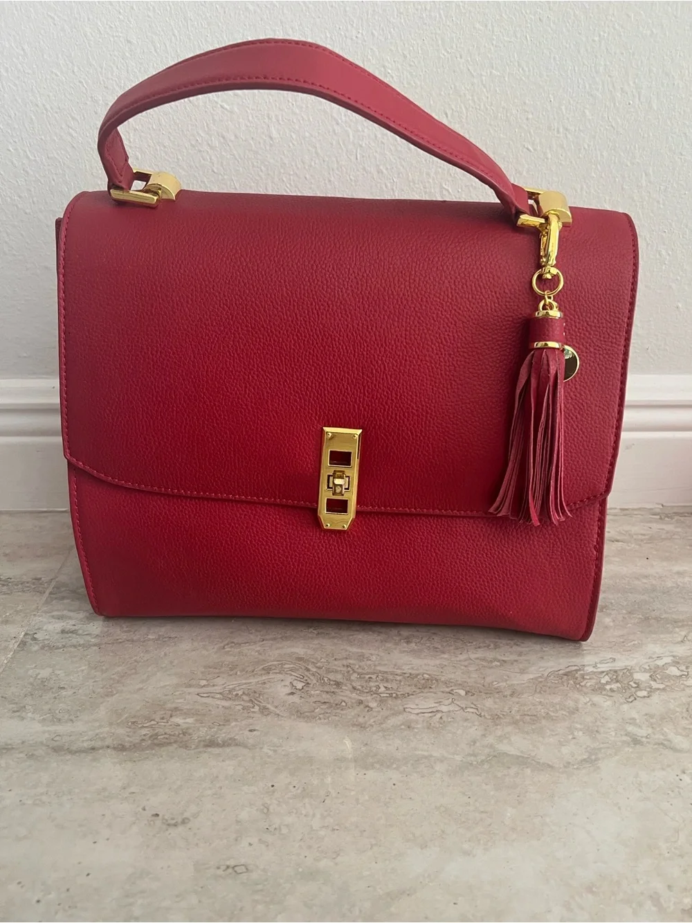 Classic JOY Red Top-Handle Women's Leather Bag